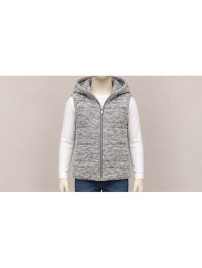 Miss Chievous Gray Marled Hooded Zip Puffer Vest Size M Sleeveless